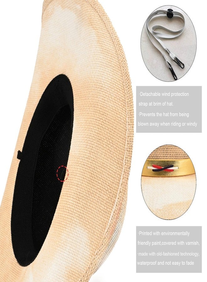 Foeran Cowboy Hat with Men's Women's Western Cowgirl Straw Hats,American Style Gold Glitter Star Braided Headband - Image 5